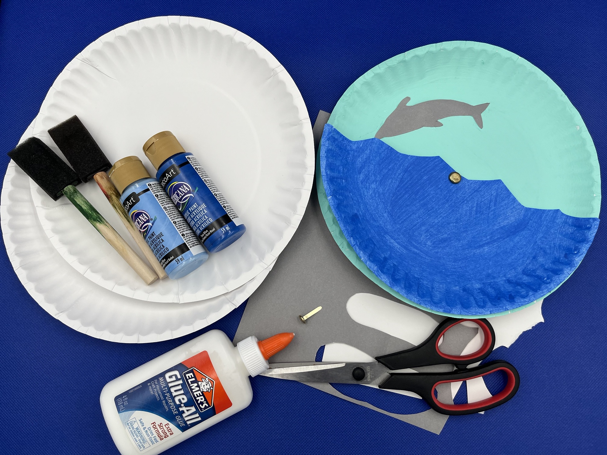 Paper Plate Diving Dolphin Craft and Dolphin Dive Game for Articulation and Phonics Practice