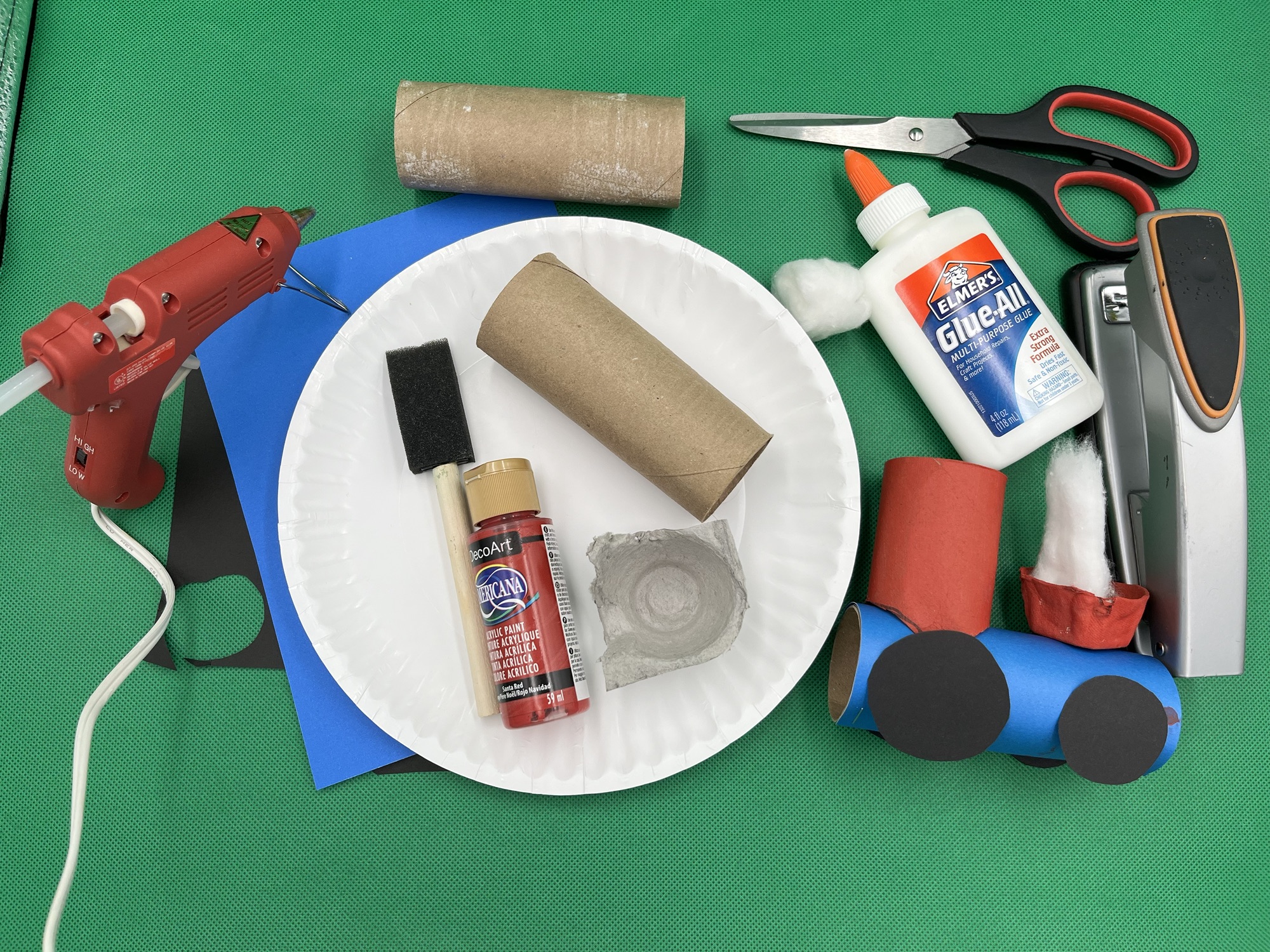 Cardboard Tube and Egg Carton Train Craft and Track Race Game for TR Blend Articulation and Phonics Practice