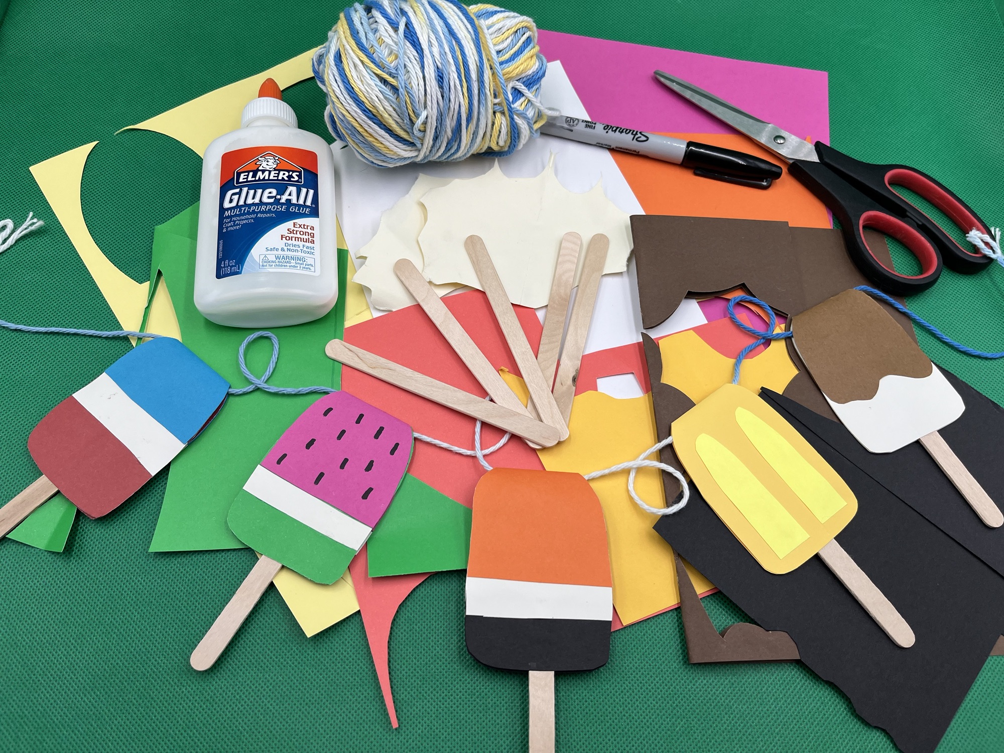 Paper Popsicle Garland Craft and Guess Which Popsicle Game for Medial /S/ Articulation and Phonics Practice